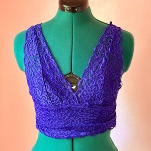 Bebe Purple Lace Crop Top size medium